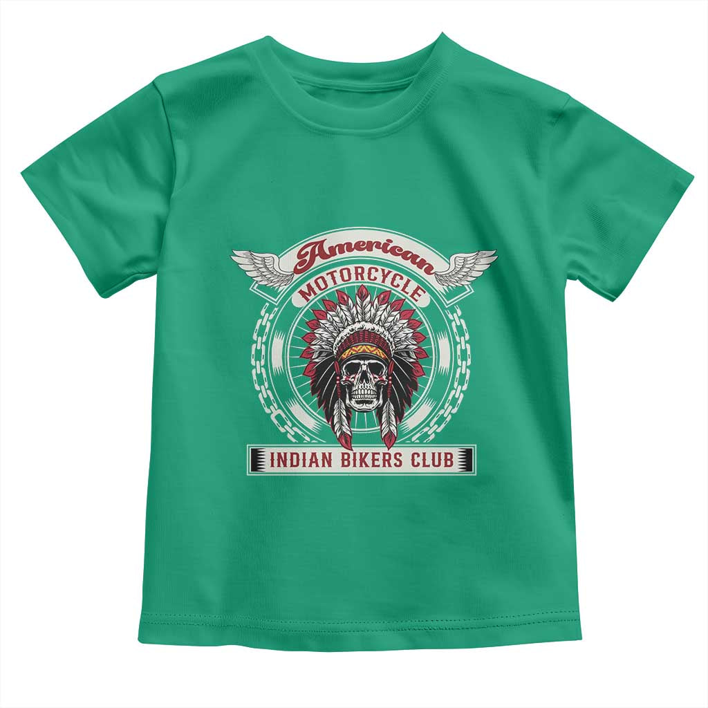 Native American Indian Chief Skull Motorcycle Headdress Toddler T Shirt TS14 Irish Green Print Your Wear
