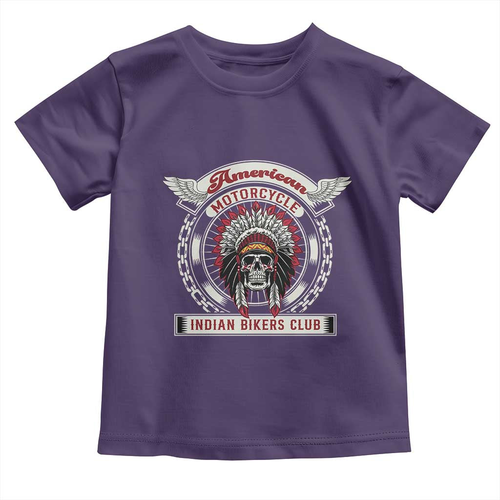 Native American Indian Chief Skull Motorcycle Headdress Toddler T Shirt TS14 Purple Print Your Wear