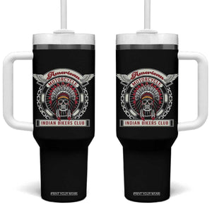 Native American Indian Chief Skull Motorcycle Headdress Tumbler With Handle TS14 One Size: 40 oz Black Print Your Wear