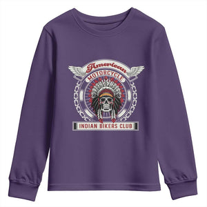 Native American Indian Chief Skull Motorcycle Headdress Youth Sweatshirt TS14 Purple Print Your Wear