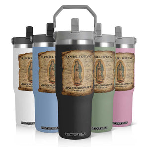 Virgin Mary Flip Straw Tumbler Our Lady Virgen De Guadalupe TS14 Print Your Wear