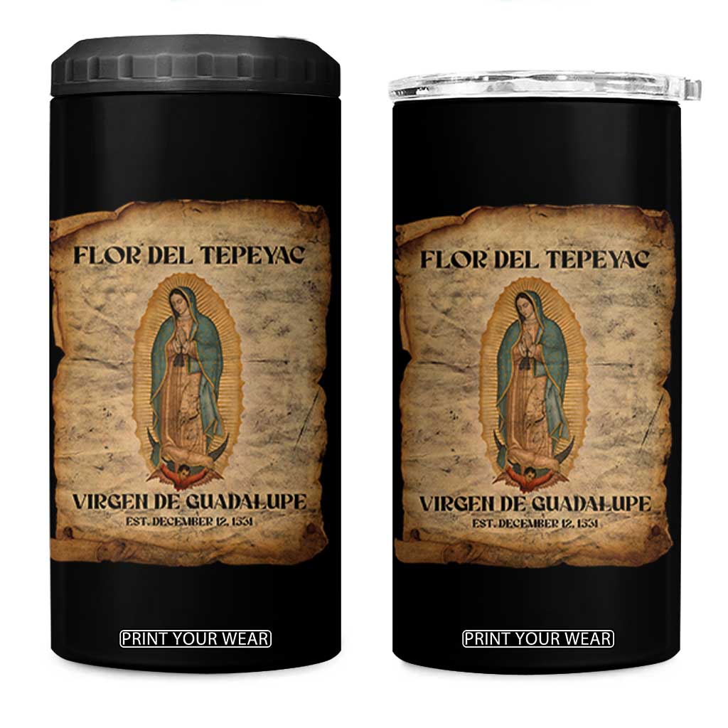 Virgin Mary 4 in 1 Can Cooler Tumbler Our Lady Virgen De Guadalupe TS14 One Size: 16 oz Black Print Your Wear