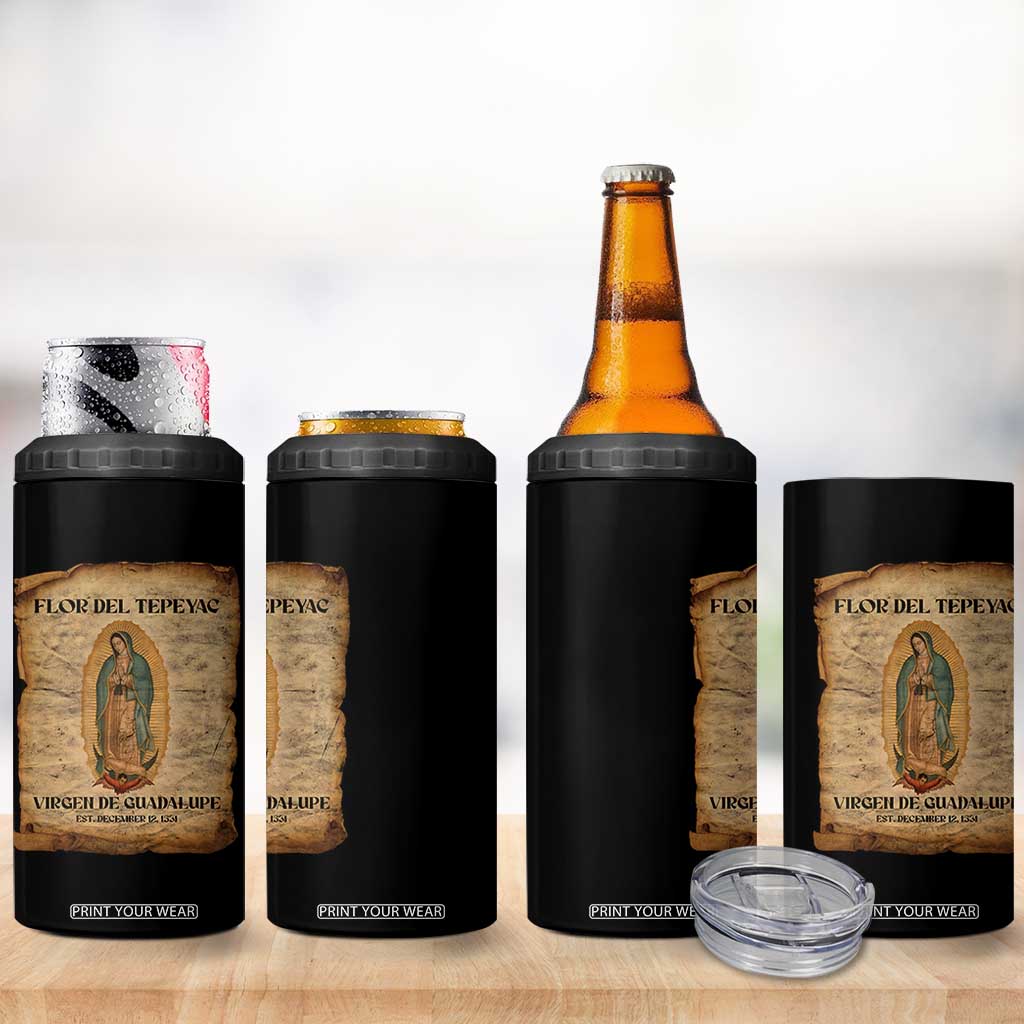 Virgin Mary 4 in 1 Can Cooler Tumbler Our Lady Virgen De Guadalupe TS14 Print Your Wear
