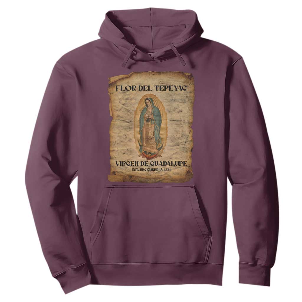 Virgin Mary Hoodie Our Lady Virgen De Guadalupe TS14 Maroon Print Your Wear