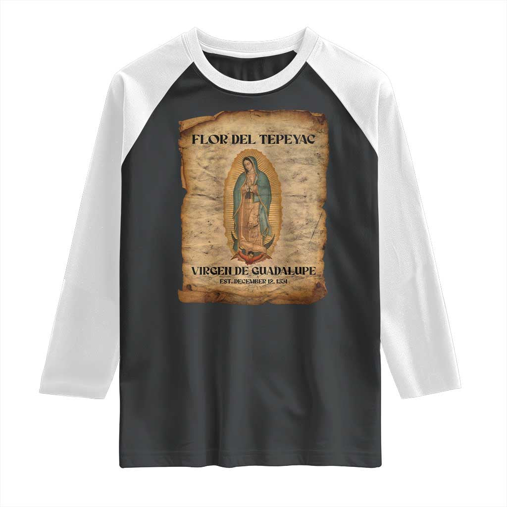 Virgin Mary Raglan Shirt Our Lady Virgen De Guadalupe TS14 Black White Print Your Wear