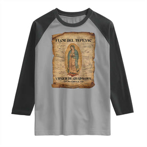 Virgin Mary Raglan Shirt Our Lady Virgen De Guadalupe TS14 Sport Gray Black Print Your Wear