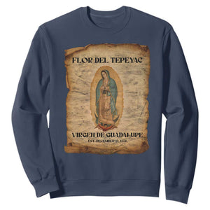 Virgin Mary Sweatshirt Our Lady Virgen De Guadalupe TS14 Navy Print Your Wear