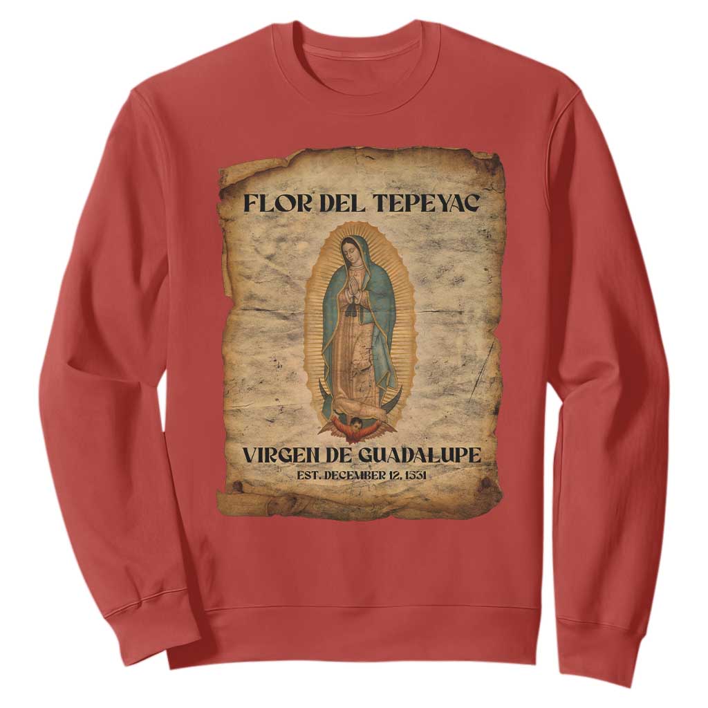 Virgin Mary Sweatshirt Our Lady Virgen De Guadalupe TS14 Red Print Your Wear