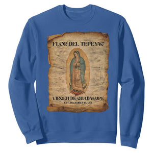 Virgin Mary Sweatshirt Our Lady Virgen De Guadalupe TS14 Royal Blue Print Your Wear