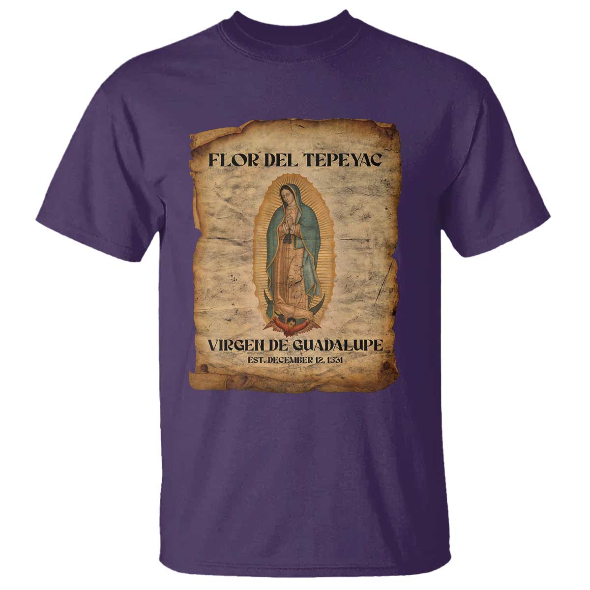 Virgin Mary T Shirt Our Lady Virgen De Guadalupe TS14 Purple Print Your Wear