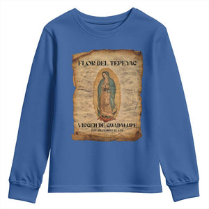 Virgin Mary Youth Sweatshirt Our Lady Virgen De Guadalupe TS14 Royal Blue Print Your Wear