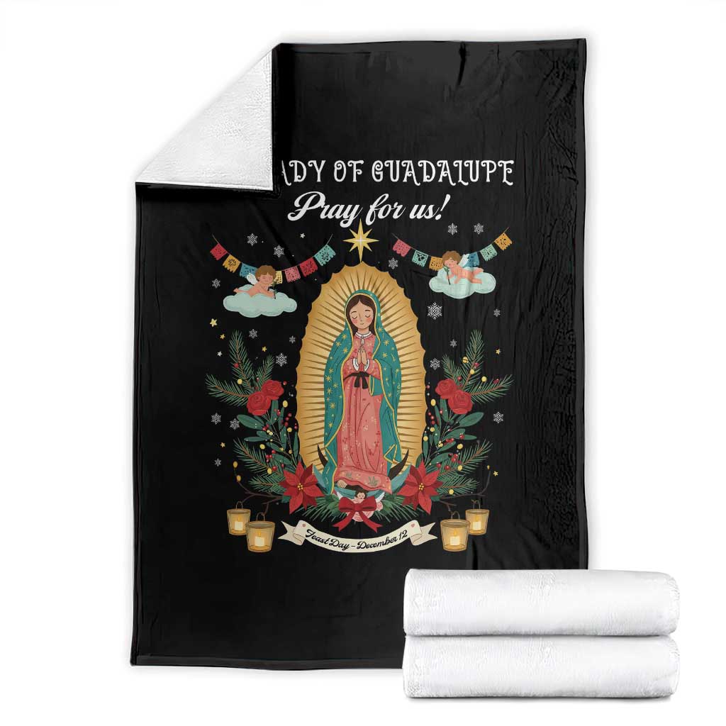 Virgin Mary Throw Blanket Our Lady Of Guadalupe Pray For Us TS14 Black Print Your Wear