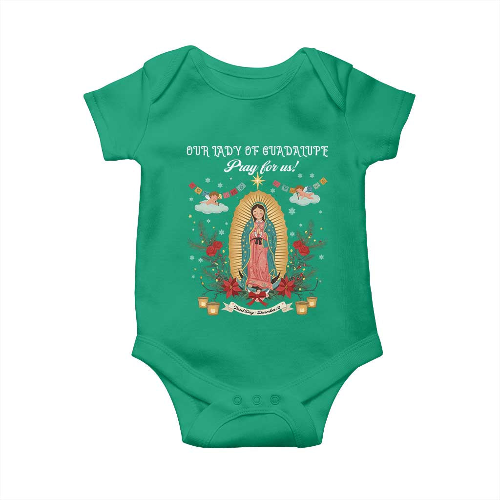 Virgin Mary Baby Onesie Our Lady Of Guadalupe Pray For Us TS14 Irish Green Print Your Wear