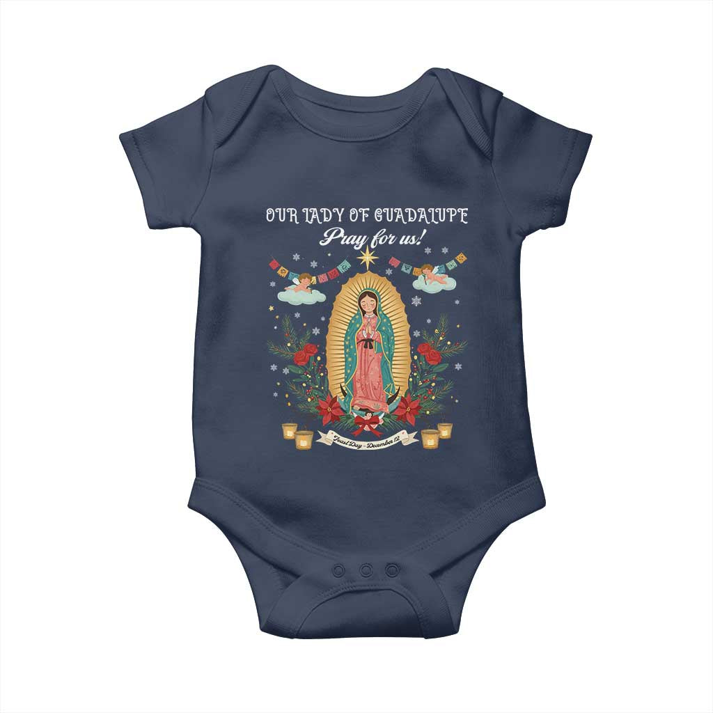 Virgin Mary Baby Onesie Our Lady Of Guadalupe Pray For Us TS14 Navy Print Your Wear