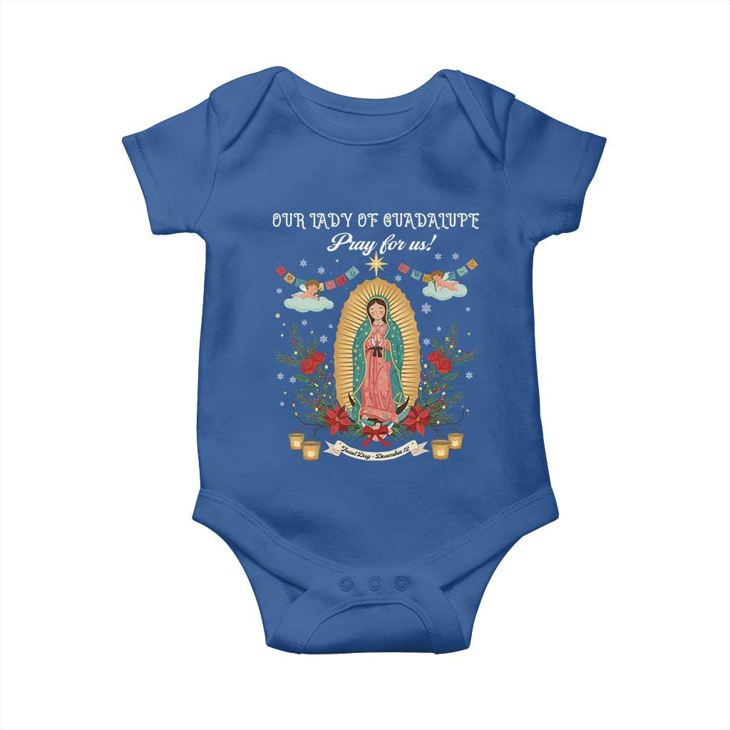 Virgin Mary Baby Onesie Our Lady Of Guadalupe Pray For Us TS14 Royal Blue Print Your Wear