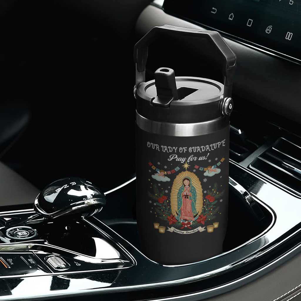 Virgin Mary Flip Straw Tumbler Our Lady Of Guadalupe Pray For Us TS14 Print Your Wear