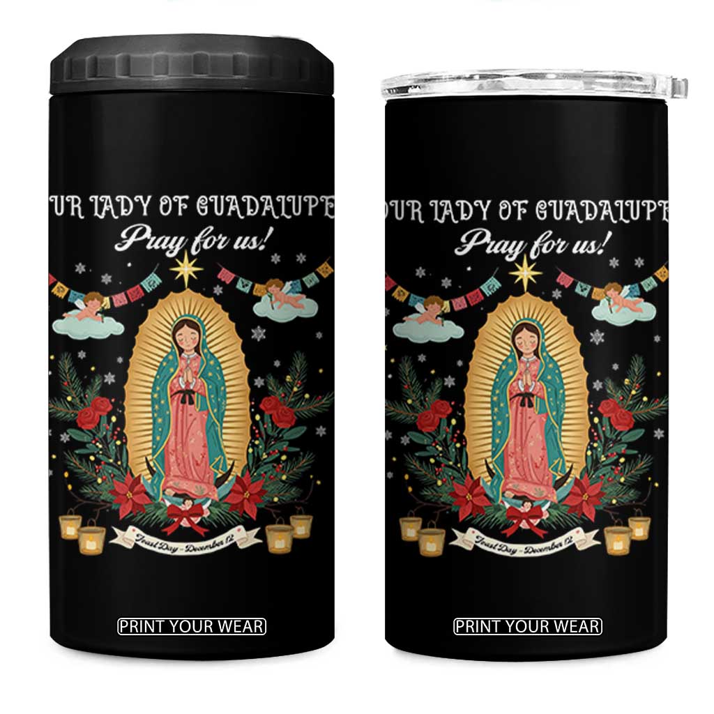 Virgin Mary 4 in 1 Can Cooler Tumbler Our Lady Of Guadalupe Pray For Us TS14 One Size: 16 oz Black Print Your Wear