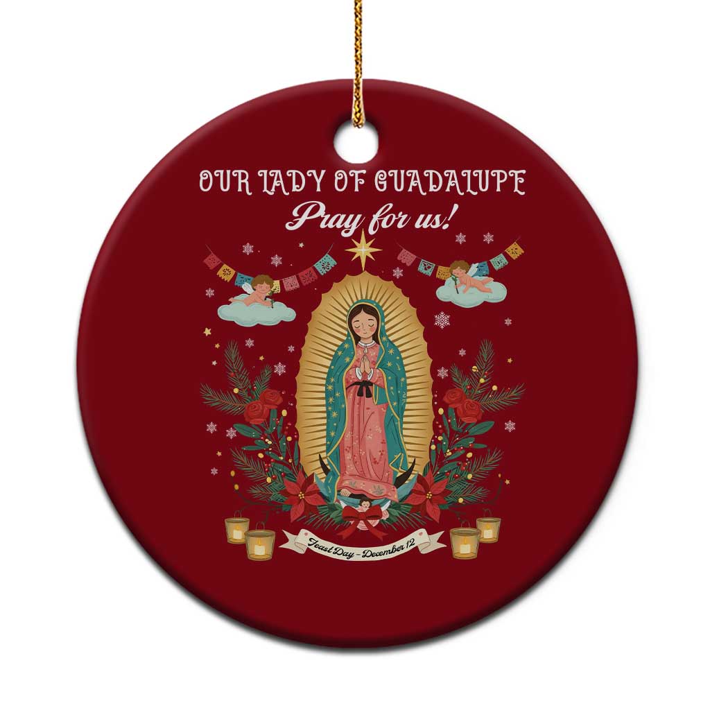 Virgin Mary Ceramic Ornament Our Lady Of Guadalupe Pray For Us TS14 1pc Red Print Your Wear