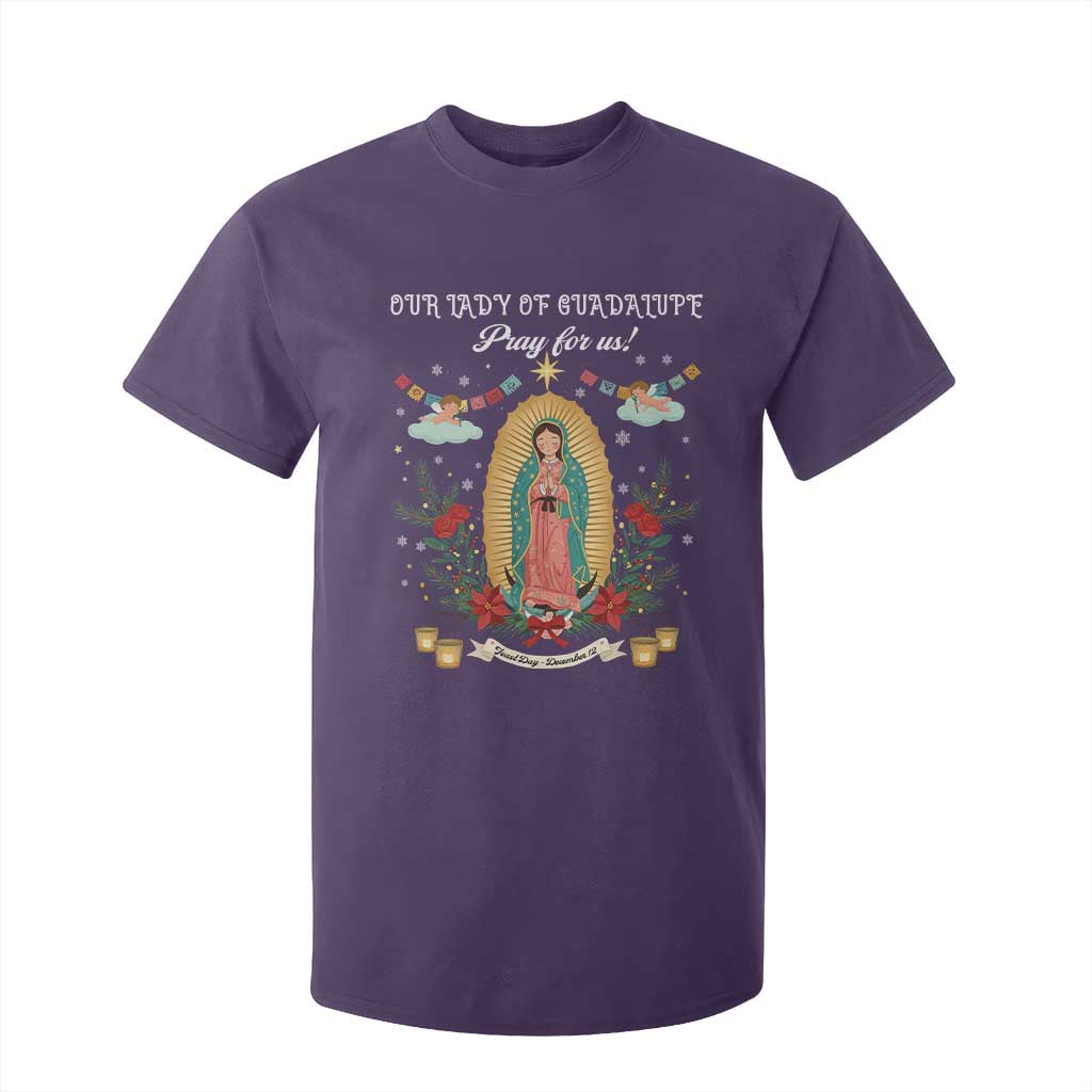Virgin Mary T Shirt For Kid Our Lady Of Guadalupe Pray For Us TS14 Purple Print Your Wear