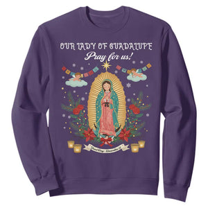 Virgin Mary Sweatshirt Our Lady Of Guadalupe Pray For Us TS14 Purple Print Your Wear