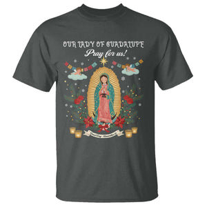 Virgin Mary T Shirt Our Lady Of Guadalupe Pray For Us TS14 Dark Heather Print Your Wear