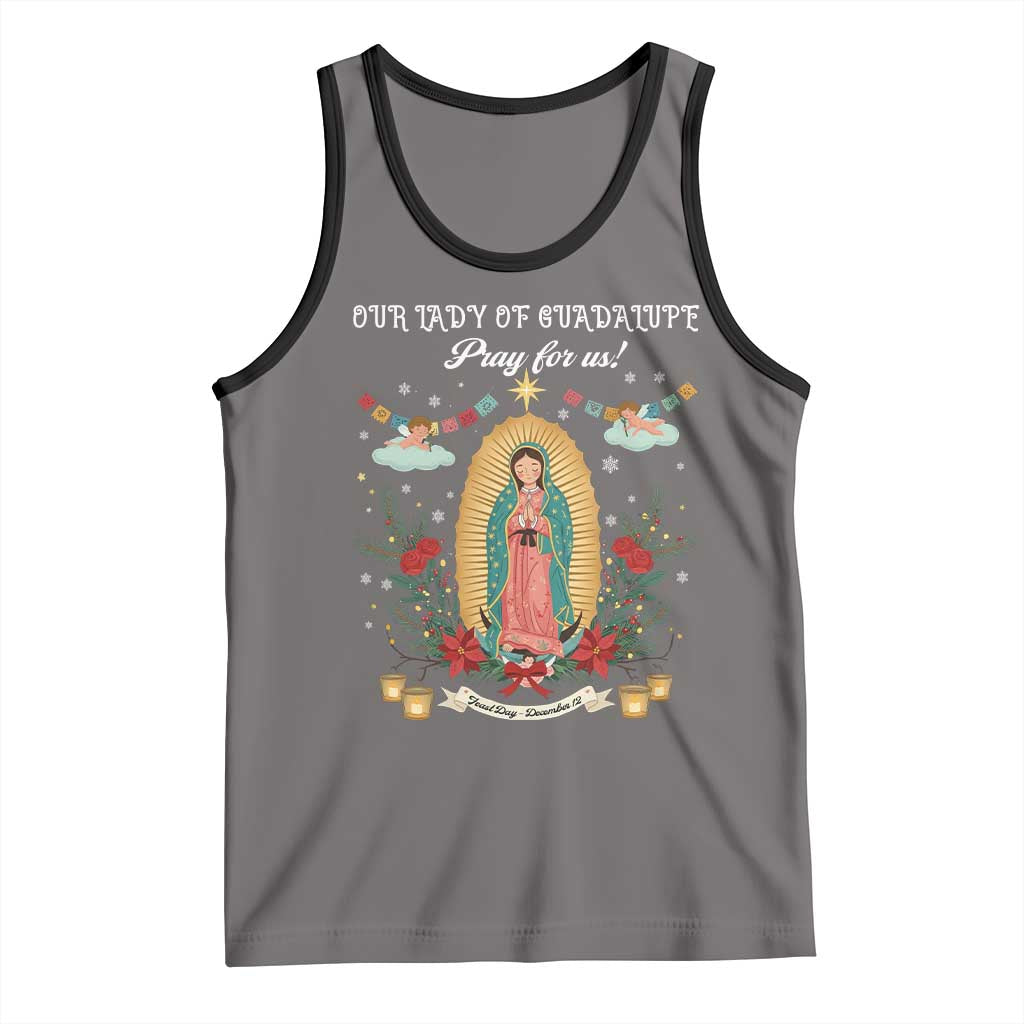 Virgin Mary Tank Top Our Lady Of Guadalupe Pray For Us TS14 Deep Heather Black Print Your Wear