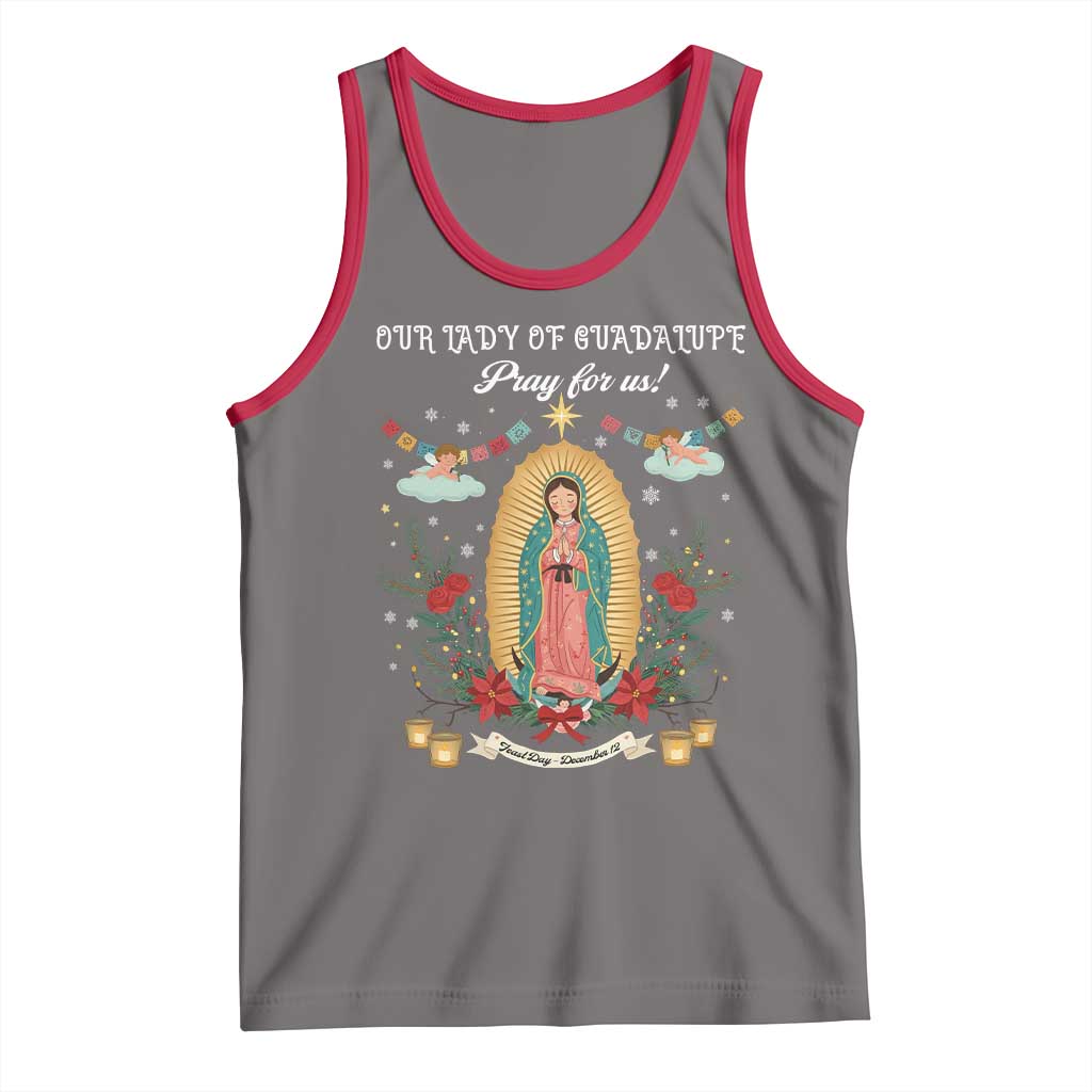 Virgin Mary Tank Top Our Lady Of Guadalupe Pray For Us TS14 Deep Heather Red Print Your Wear