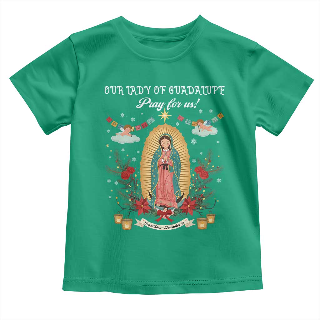 Virgin Mary Toddler T Shirt Our Lady Of Guadalupe Pray For Us TS14 Irish Green Print Your Wear