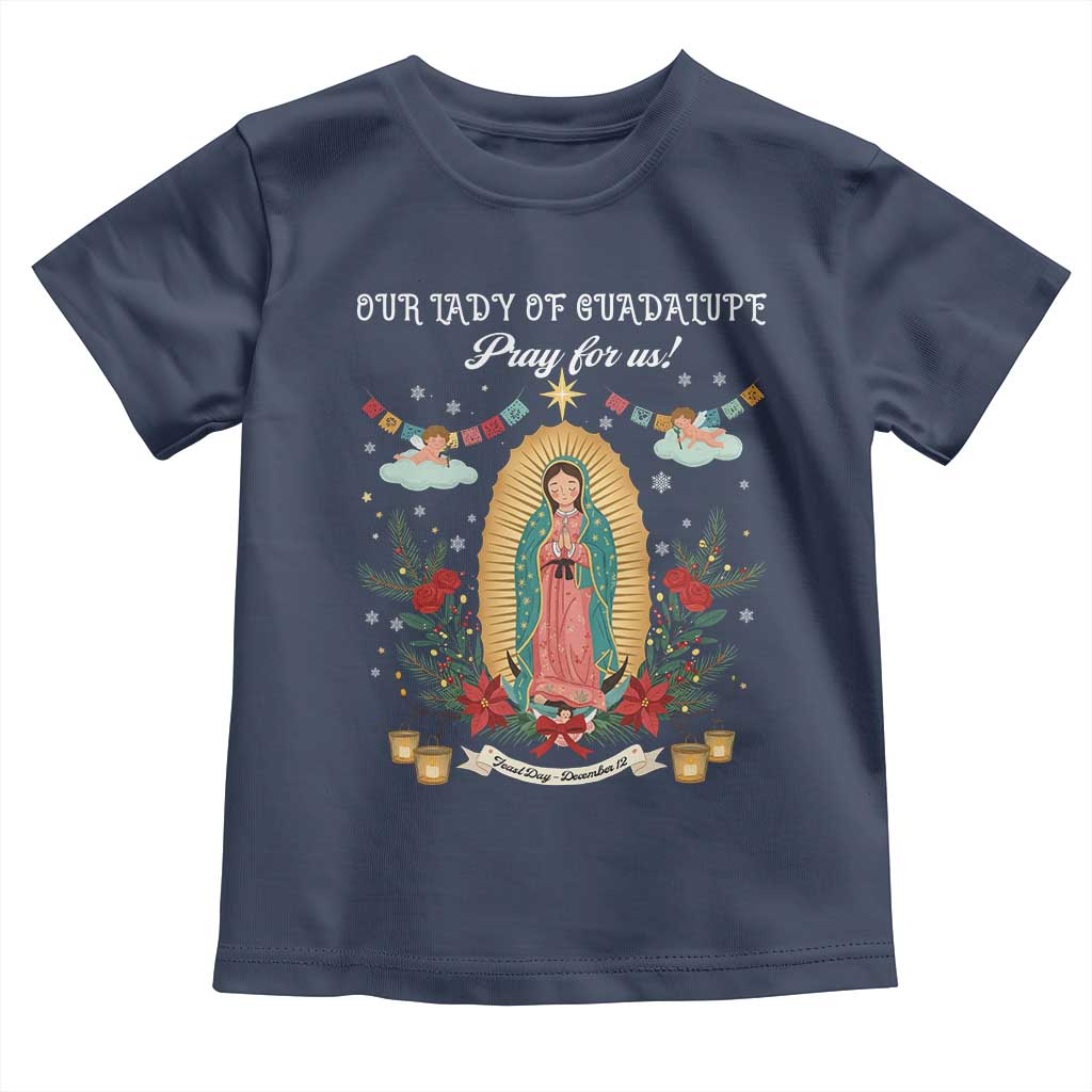 Virgin Mary Toddler T Shirt Our Lady Of Guadalupe Pray For Us TS14 Navy Print Your Wear