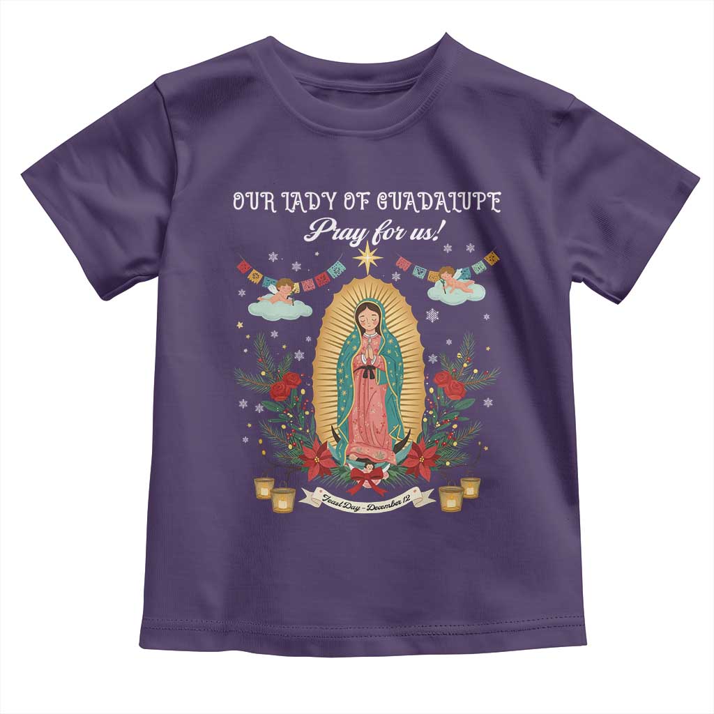 Virgin Mary Toddler T Shirt Our Lady Of Guadalupe Pray For Us TS14 Purple Print Your Wear