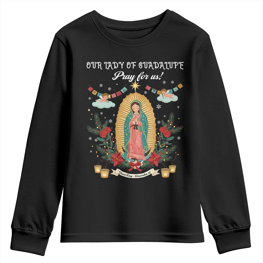 Virgin Mary Youth Sweatshirt Our Lady Of Guadalupe Pray For Us TS14 Black Print Your Wear