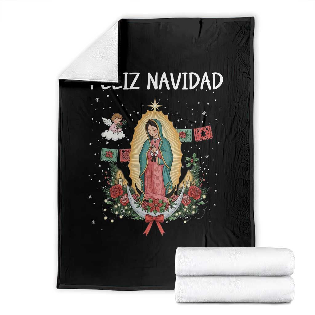 Our Lady of Guadalupe Christmas Throw Blanket Feliz Navidad TS14 Black Print Your Wear