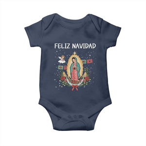 Our Lady of Guadalupe Christmas Baby Onesie Feliz Navidad TS14 Navy Print Your Wear