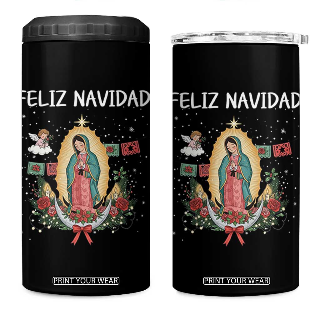 Our Lady of Guadalupe Christmas 4 in 1 Can Cooler Tumbler Feliz Navidad TS14 One Size: 16 oz Black Print Your Wear