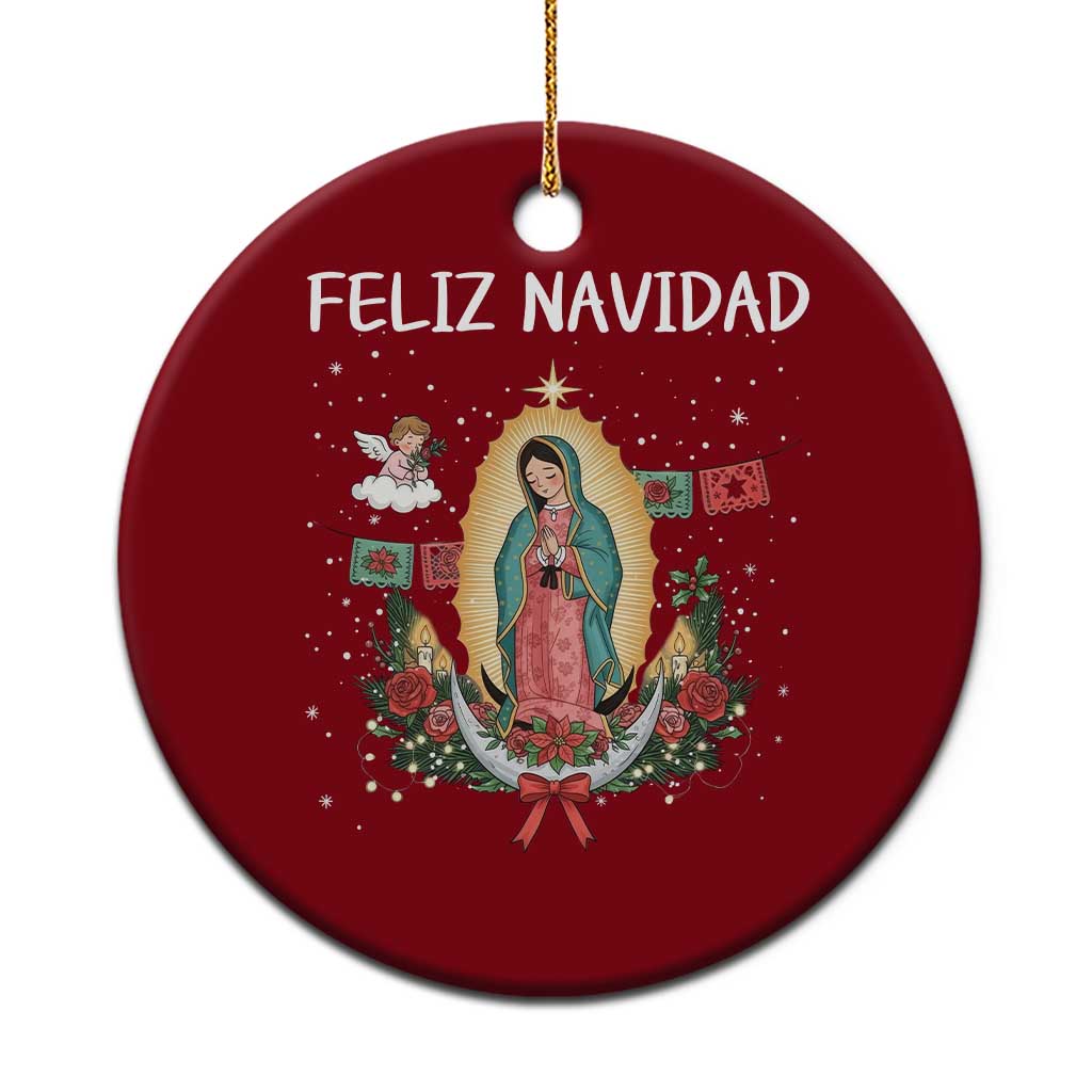 Our Lady of Guadalupe Christmas Ceramic Ornament Feliz Navidad TS14 1pc Red Print Your Wear