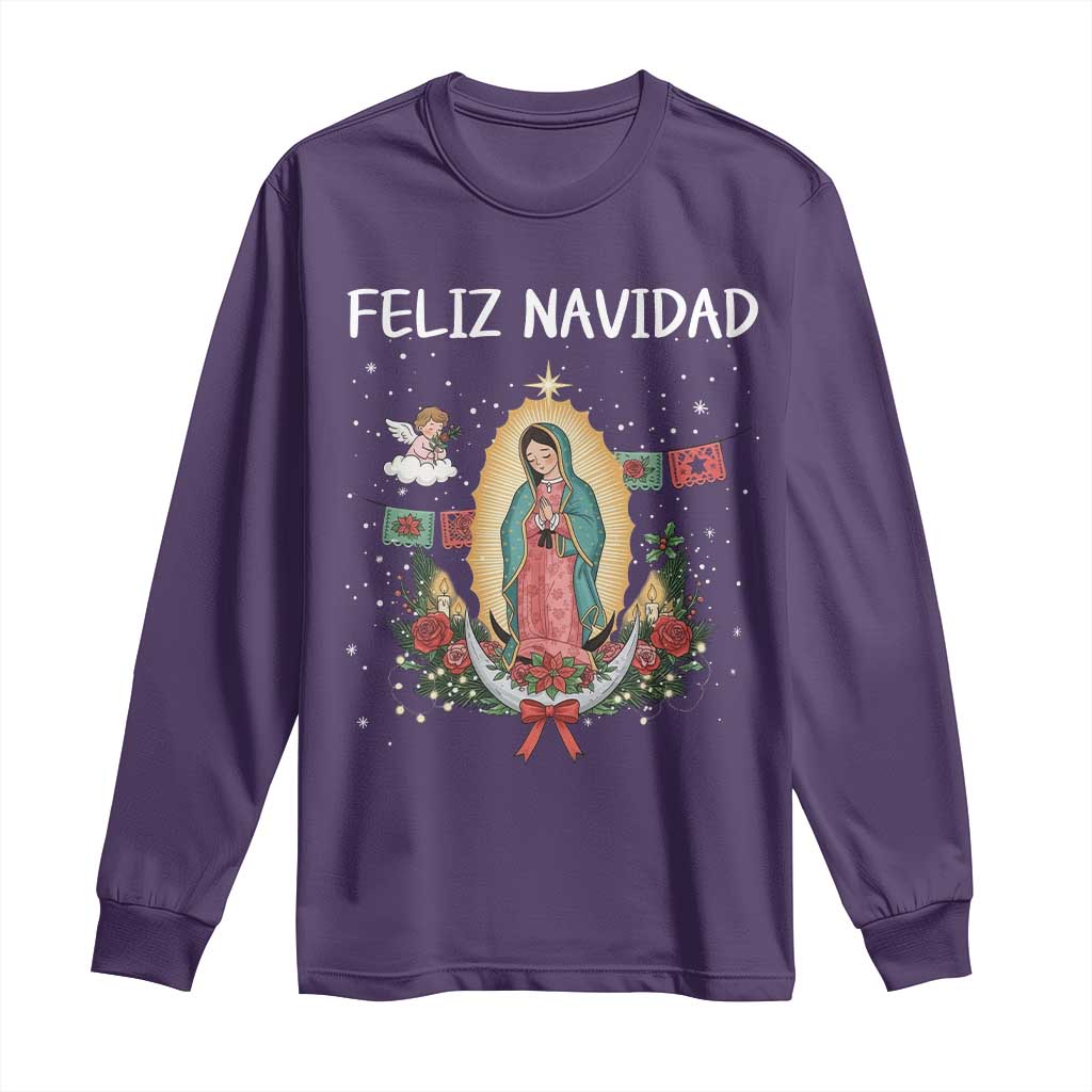 Our Lady of Guadalupe Christmas Long Sleeve Shirt Feliz Navidad TS14 Purple Print Your Wear
