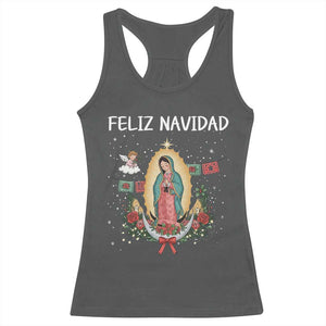 Our Lady of Guadalupe Christmas Racerback Tank Top Feliz Navidad TS14 Dark Heather Print Your Wear