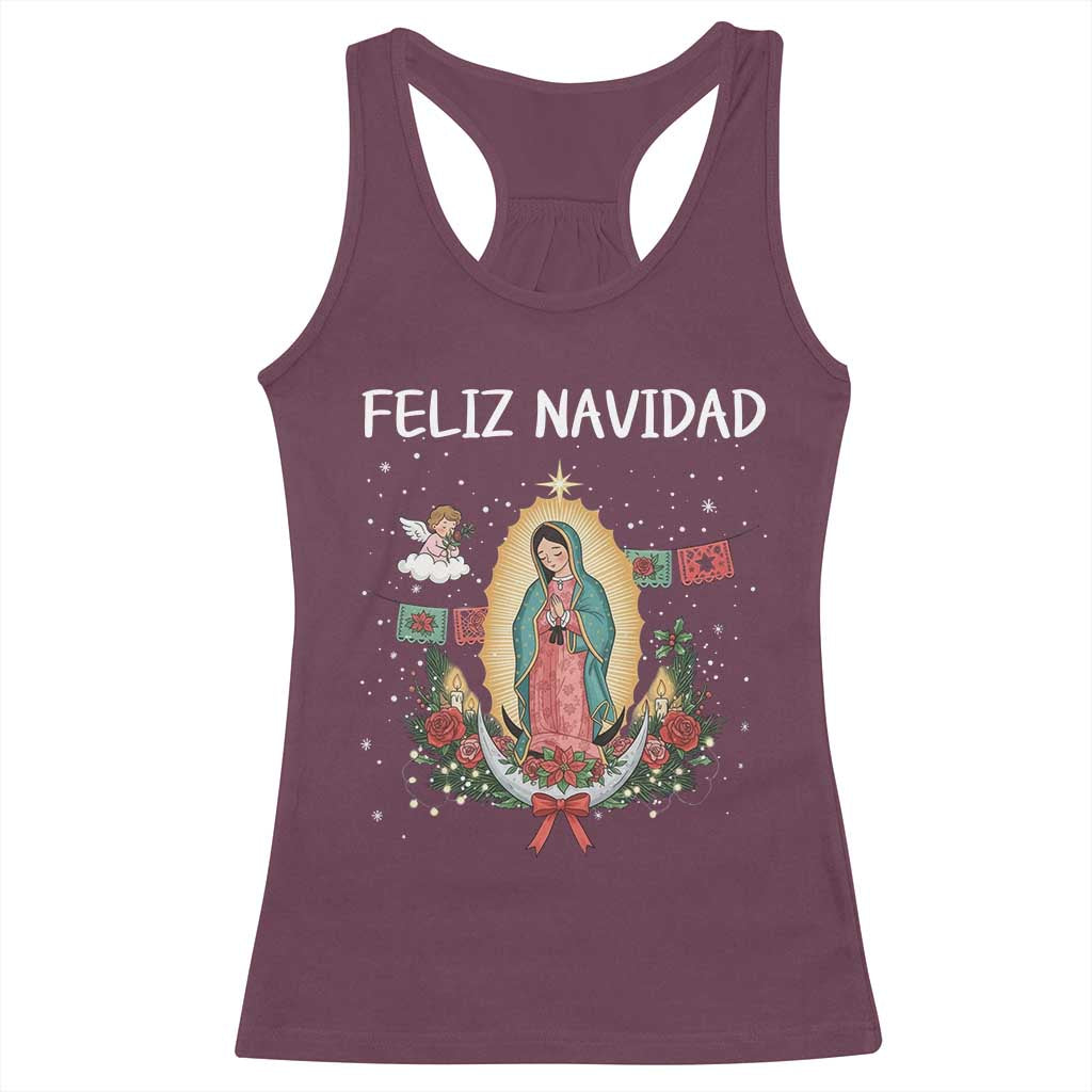 Our Lady of Guadalupe Christmas Racerback Tank Top Feliz Navidad TS14 Maroon Print Your Wear