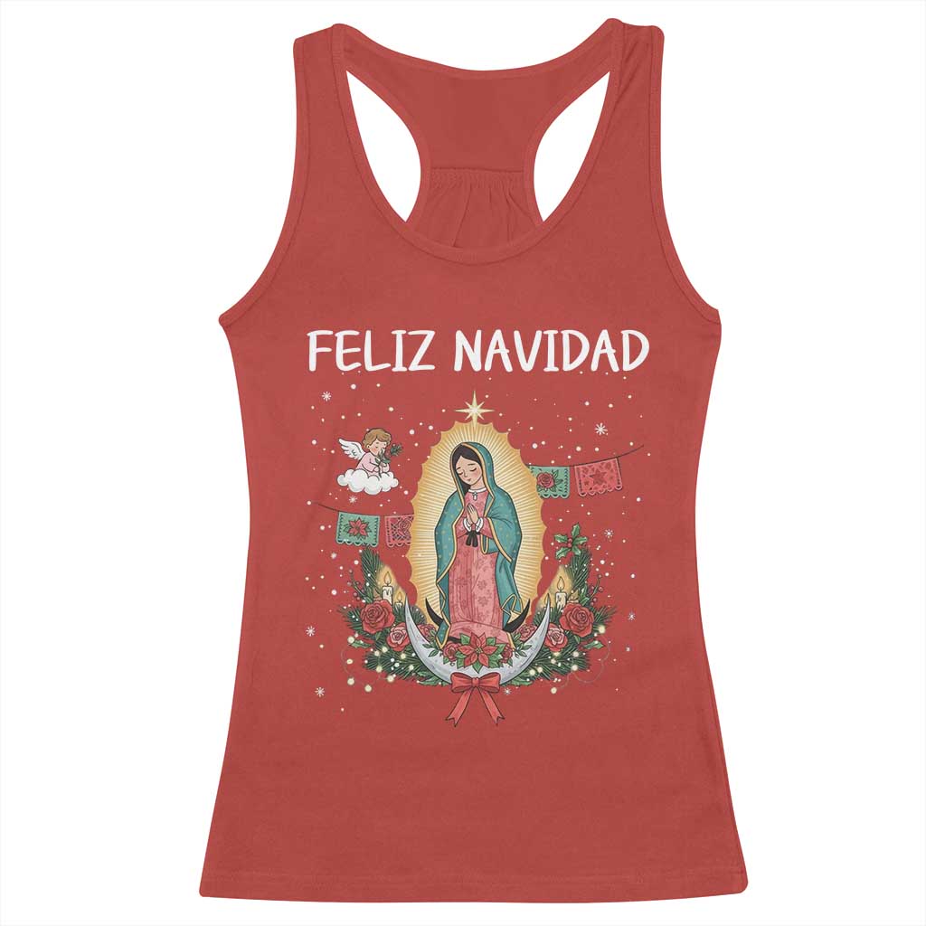 Our Lady of Guadalupe Christmas Racerback Tank Top Feliz Navidad TS14 Red Print Your Wear