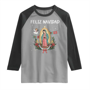 Our Lady of Guadalupe Christmas Raglan Shirt Feliz Navidad TS14 Sport Gray Black Print Your Wear