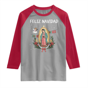 Our Lady of Guadalupe Christmas Raglan Shirt Feliz Navidad TS14 Sport Gray Red Print Your Wear