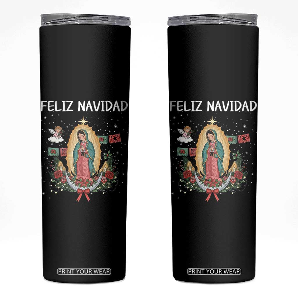 Our Lady of Guadalupe Christmas Skinny Tumbler Feliz Navidad TS14 Black Print Your Wear