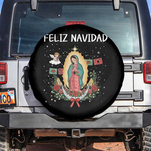 Our Lady of Guadalupe Christmas Spare Tire Cover Feliz Navidad TS14 No hole Black Print Your Wear