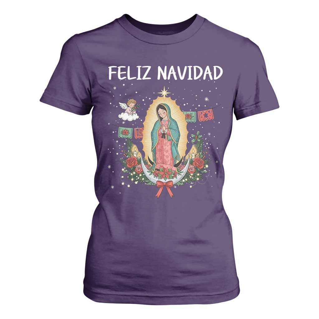 Our Lady of Guadalupe Christmas T Shirt For Women Feliz Navidad TS14 Purple Print Your Wear