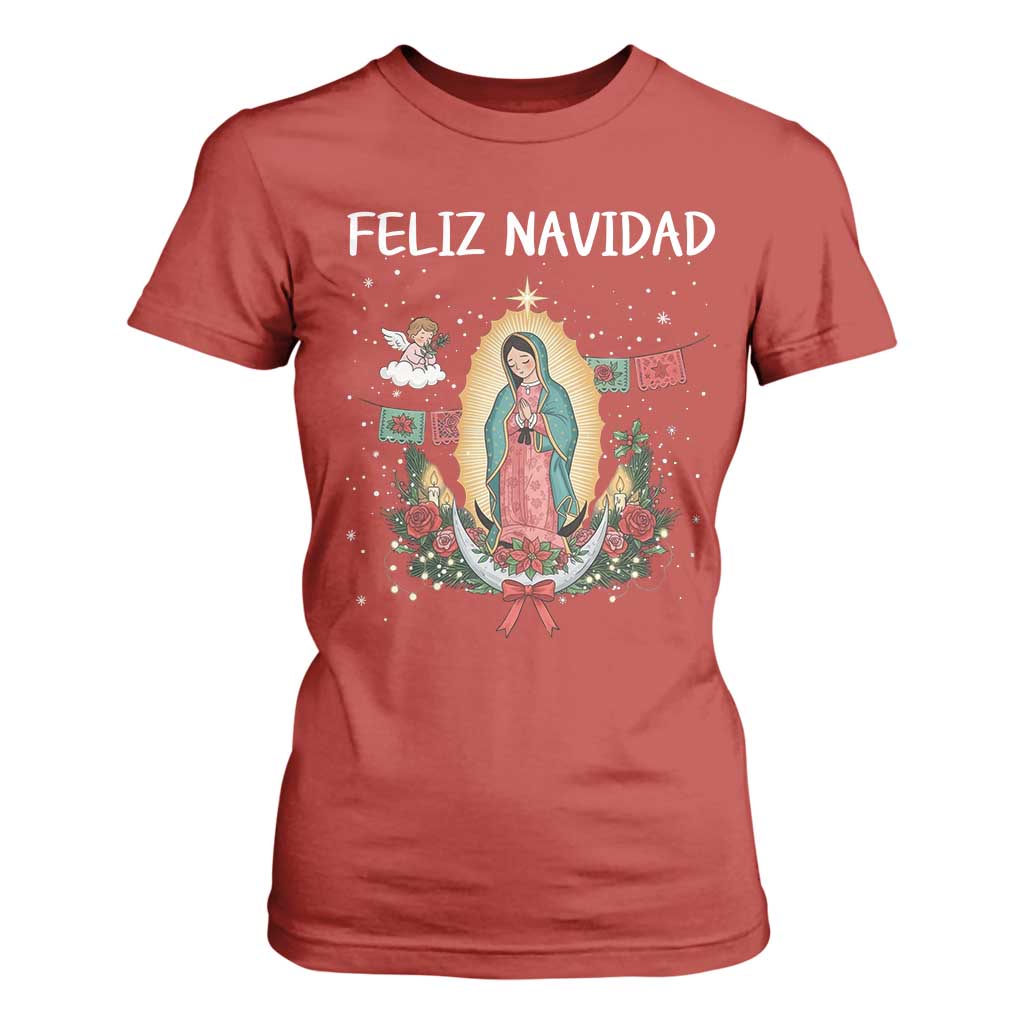 Our Lady of Guadalupe Christmas T Shirt For Women Feliz Navidad TS14 Red Print Your Wear