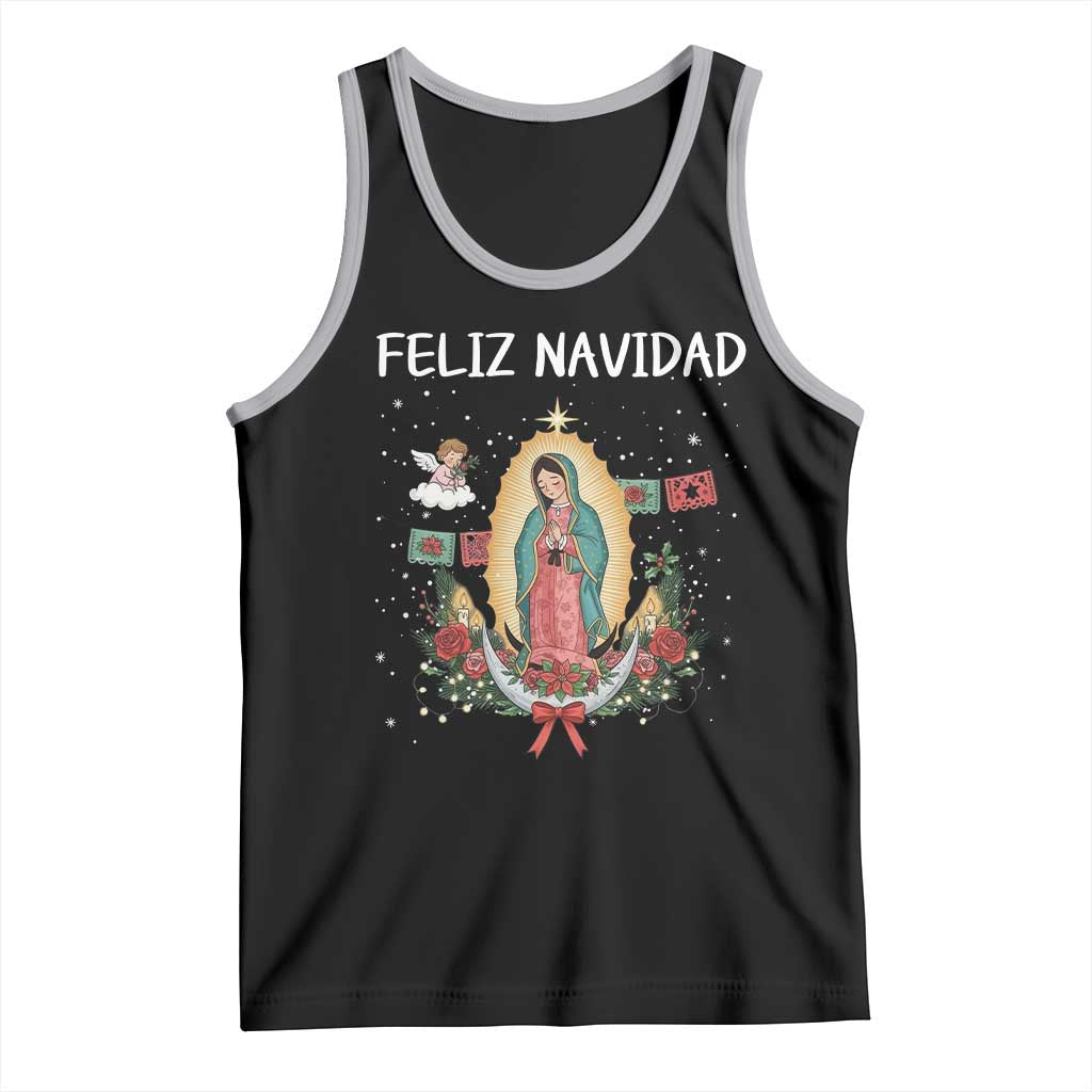 Our Lady of Guadalupe Christmas Tank Top Feliz Navidad TS14 Black Athletic Heather Print Your Wear