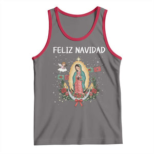 Our Lady of Guadalupe Christmas Tank Top Feliz Navidad TS14 Deep Heather Red Print Your Wear