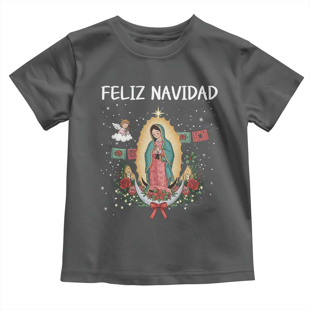 Our Lady of Guadalupe Christmas Toddler T Shirt Feliz Navidad TS14 Dark Heather Print Your Wear