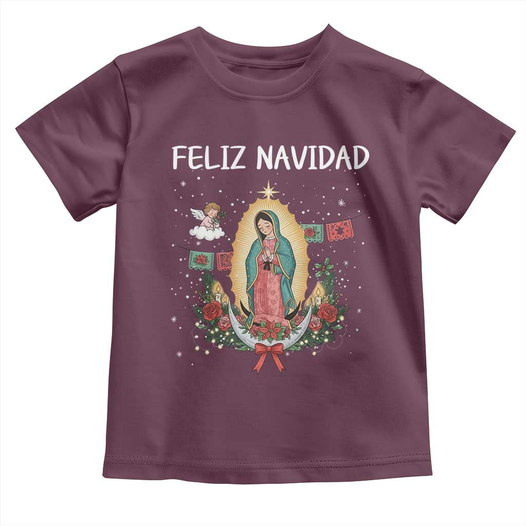 Our Lady of Guadalupe Christmas Toddler T Shirt Feliz Navidad TS14 Maroon Print Your Wear