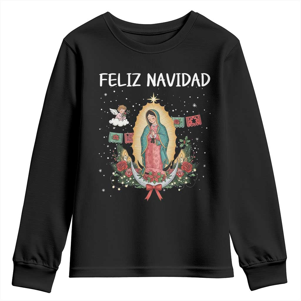 Our Lady of Guadalupe Christmas Youth Sweatshirt Feliz Navidad TS14 Black Print Your Wear